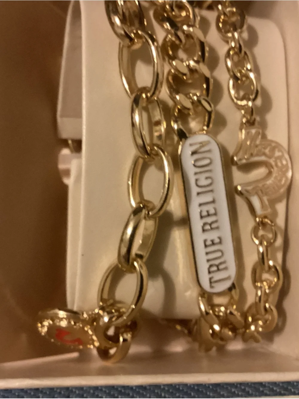 True Religion 3 NEW faux Gold charm bracelets